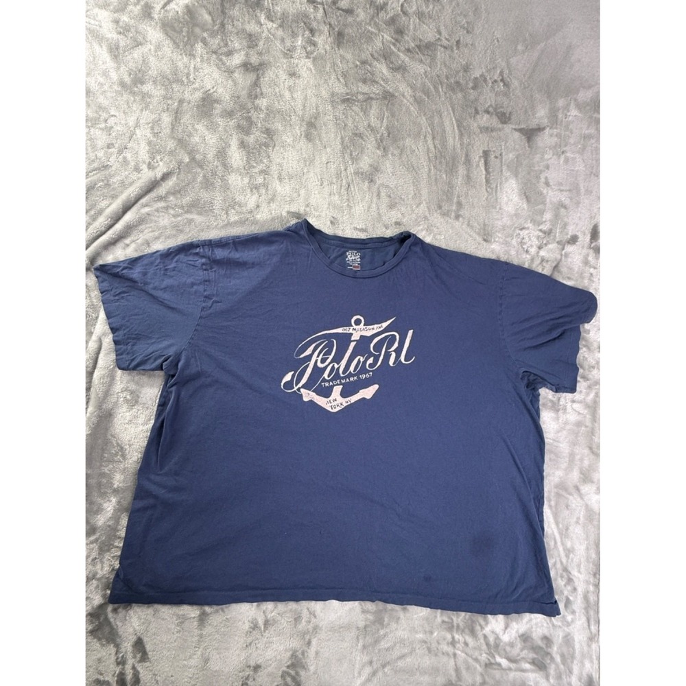 Polo R. Lauren & Co. Anchor Nautical Logo T-Shirt Mens 4XB Blue Short sleeves